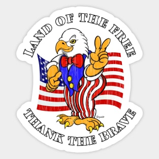 Patriotic Military American Bald Eagle LAND OF THE FREE Sticker